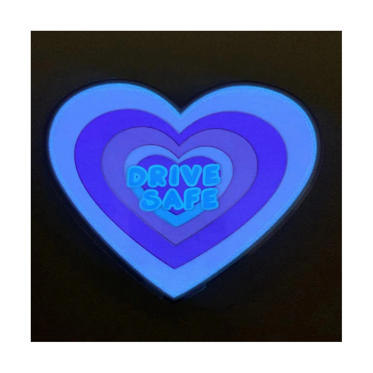 DRIVE SAFE Heart Glow Panel Light Emitting Window Racing Car Sticker Windshield Decorative LED Light Accessories