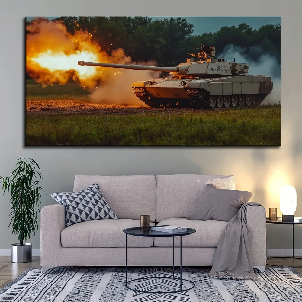 1.5 inch thick pine solid wood frame, World of Tanks poster decorative painting, oil mural, poster bedroom painting