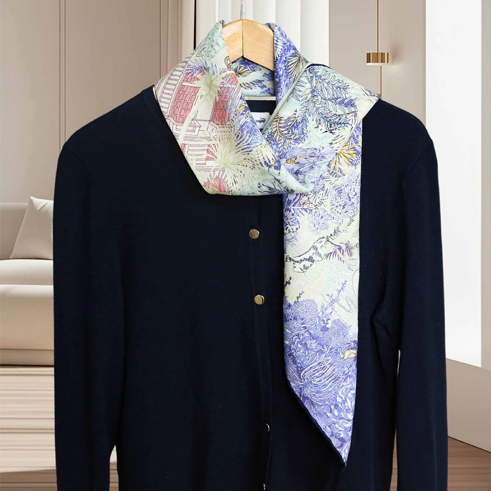 

Scarf Silk Wool Women Autumn Winter Square Warm Accessory For Cold Weather Spring Holiday Luxury