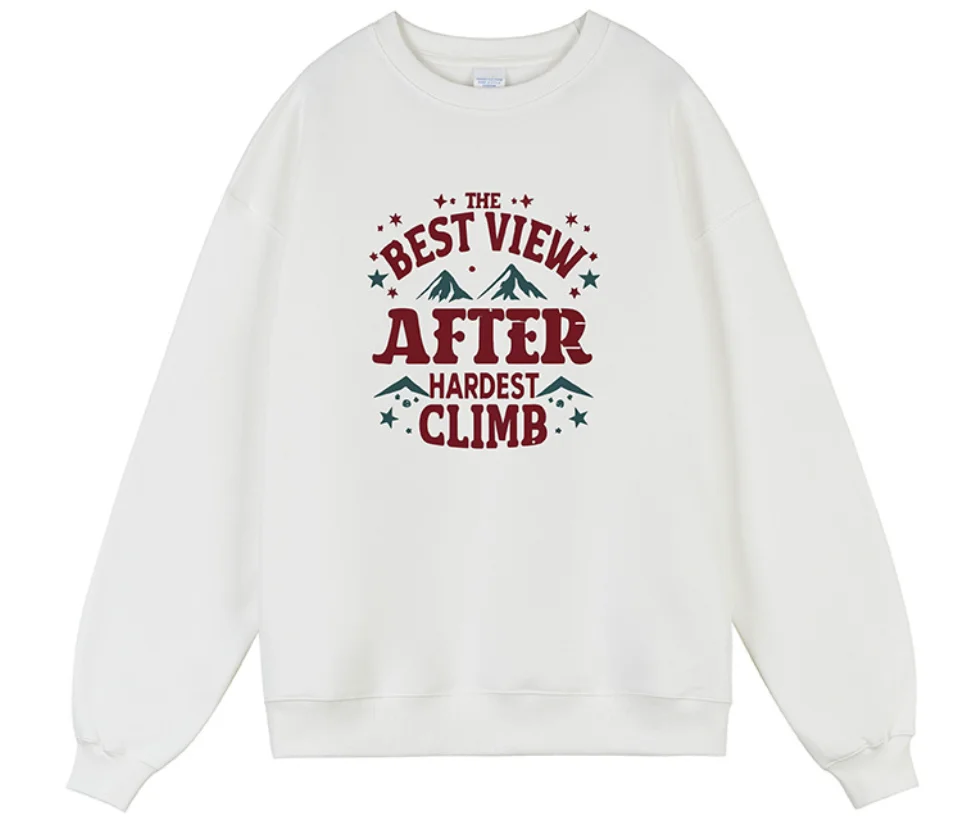 

T shirt men autumn Running Couple Long sleeve Graphic tee Best View After Climb High Street Oversize Printed t shirt jerseys 90s