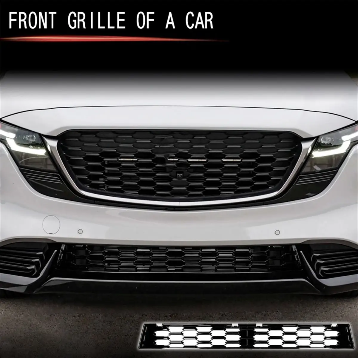 #42L Lower Middle Grille Decoration,Front Bumper Lower Center Grille Cover Trim for Mazda (Black)