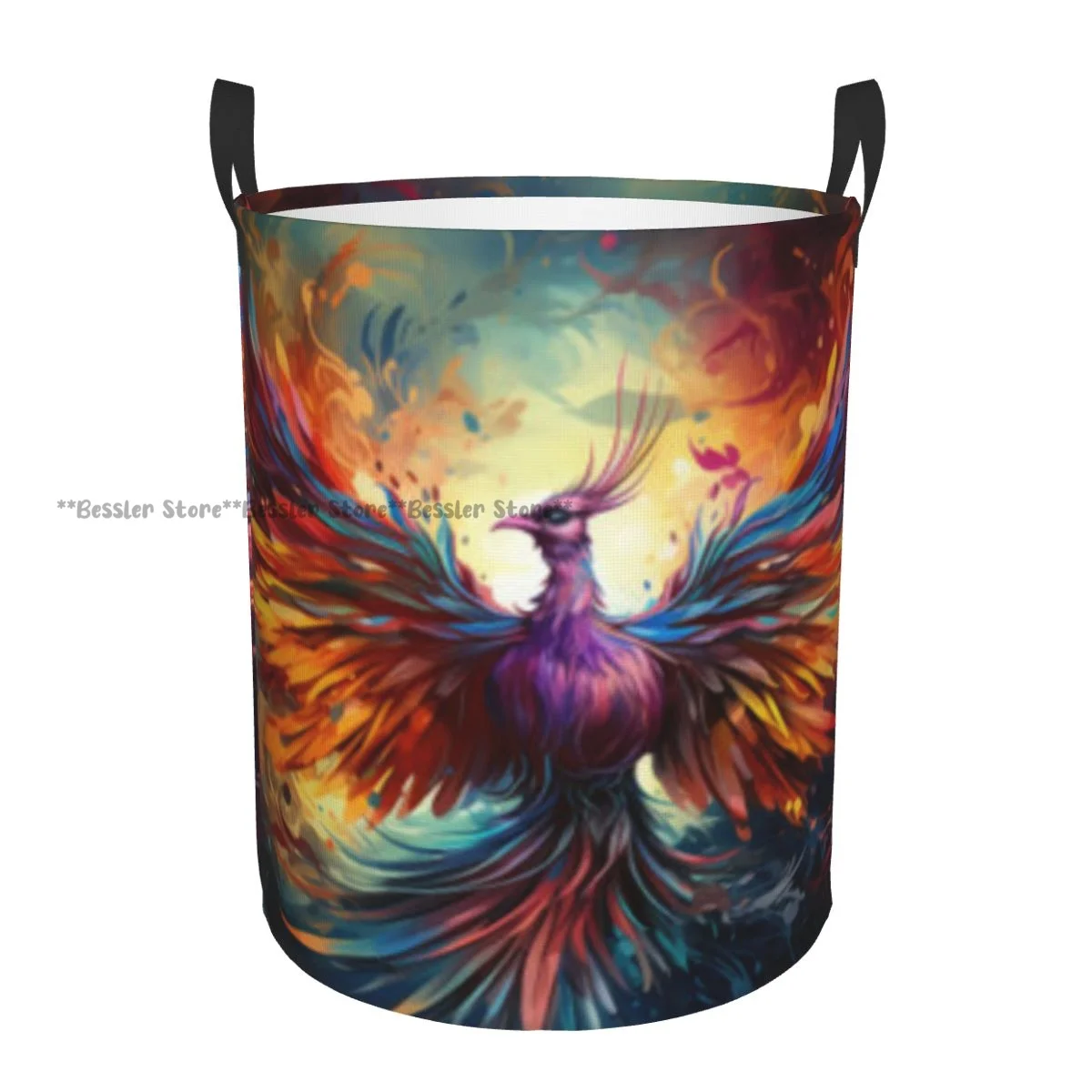 Dirty Laundry Basket Phoenix Burning With Fire Birds Folding Clothing Storage Bucket Home Waterproof Organizer