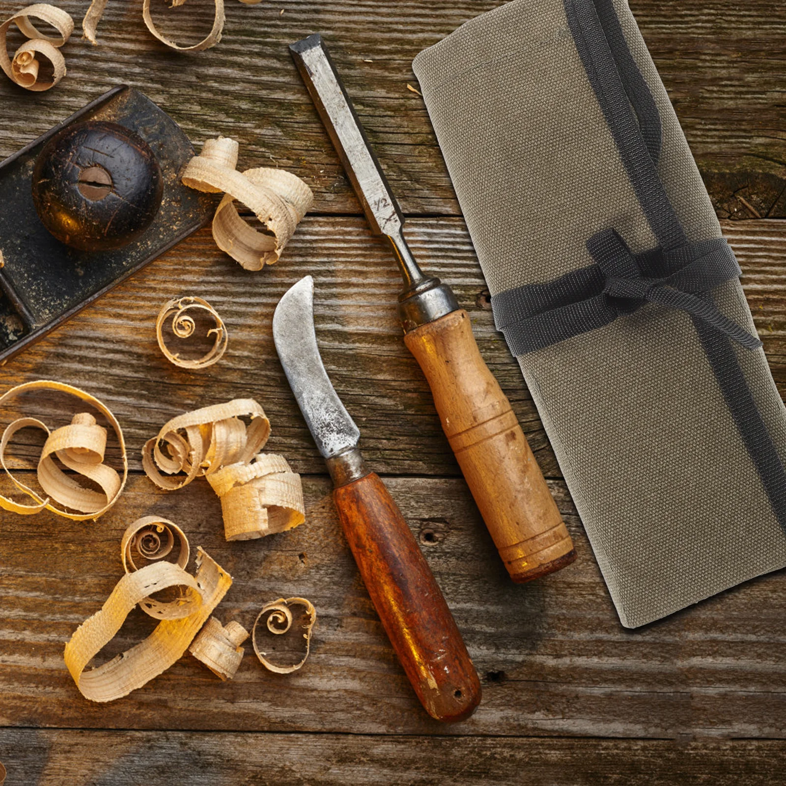 

Woodworking Bag Canvas Tool Organizer Heavy Duty Roll Up Pouch For Wrenches Pliers Diy Mechanic Utility Tool Bags