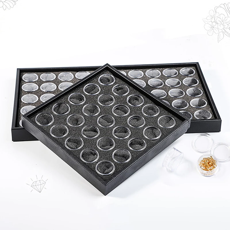 

1Set Display Case Diamond Gemstone Storage Box Small Round Plastic Containers Box Jewelry Organizer Container With Foam