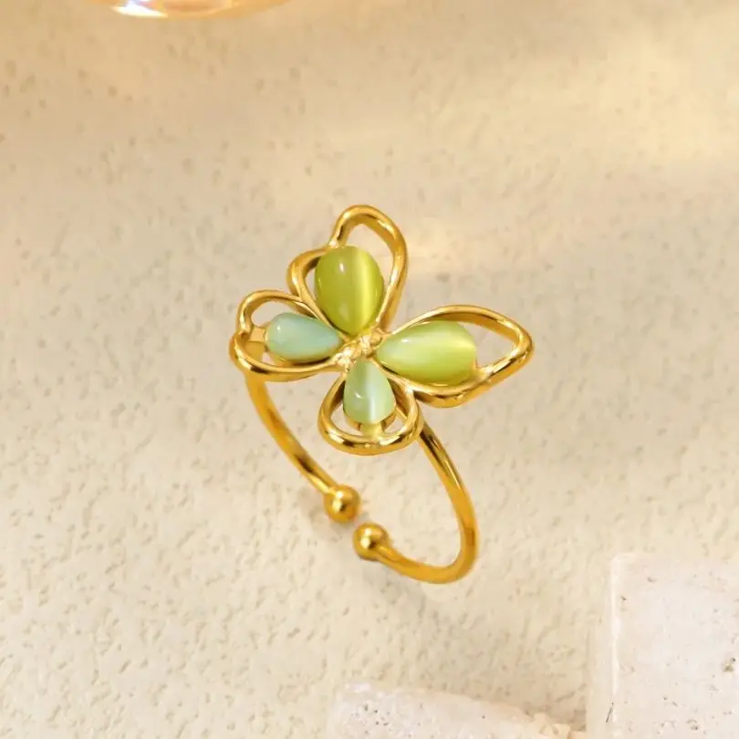 Popular Butterfly Rings For Women Gold Color Stainless Steel Geometric Opening Finger Ring Aesthetic Wedding Christmas Jewelry view 5