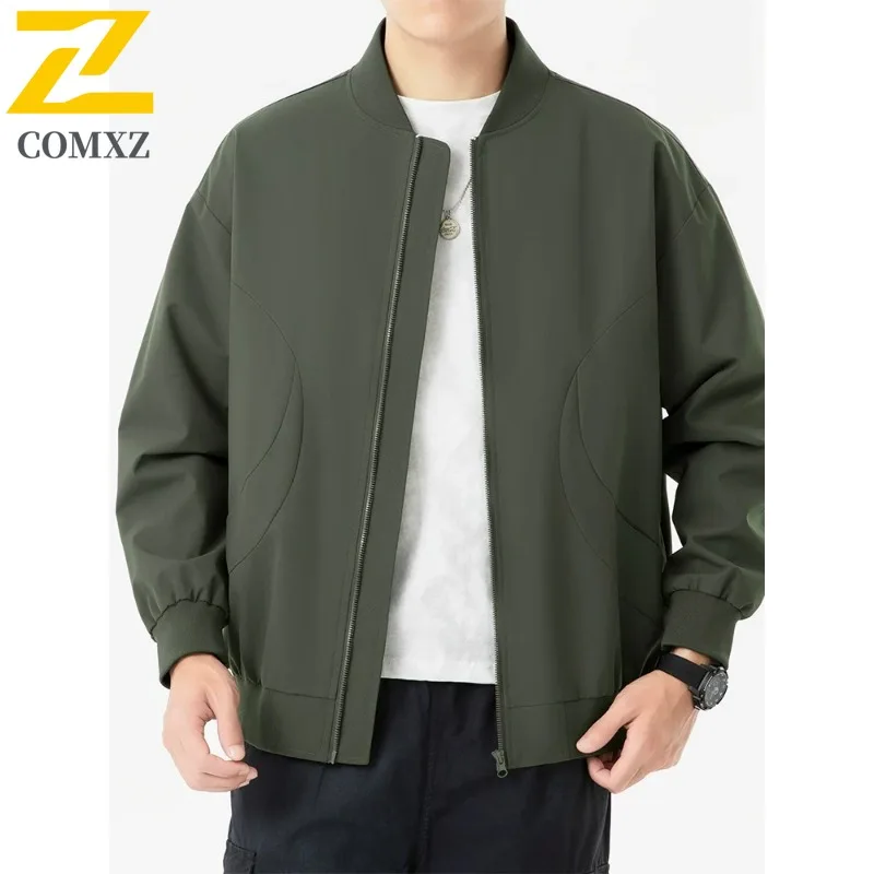 

COMXZ Mens Jacket High Quality Stand Collar Outdoor Work Cold Protection Jacket 2025 Solid Color Lightweight Autumn Clothing