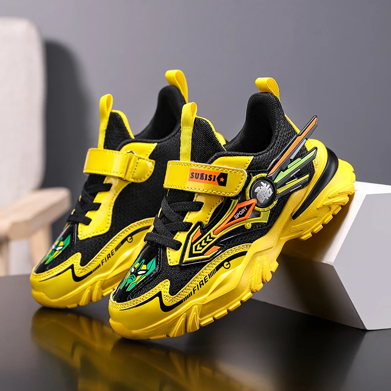 Модная детская спортивная обувь для мальчиков, осенние дышащие кроссовки, легкие школьные кроссовки для бега, Повседневная летняя прогулочная обувь