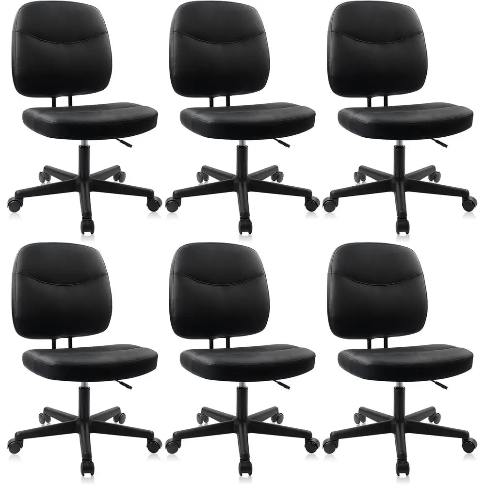 

Эргономичное офисное кресло из искусственной кожи с низкой спинкой, поясничной поддержкой, регулировкой высоты и поворотом на 360° ° Поворотные механизмы, черные, 6 штук в упаковке