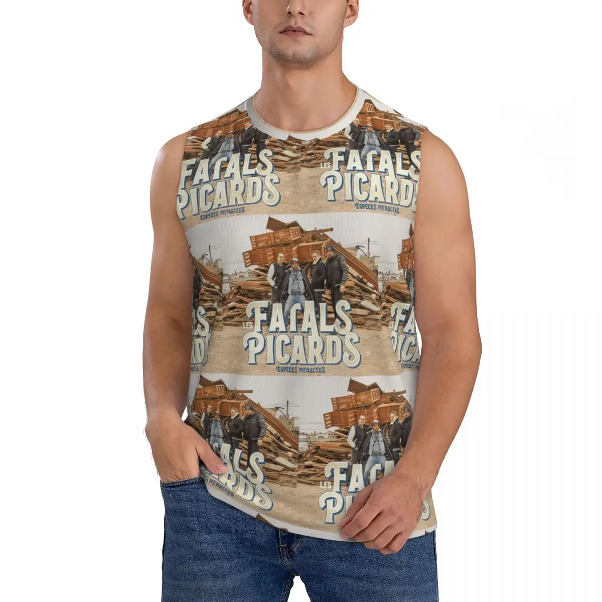 Les Fatals Picards Especes Menacees Album 2019 Men Sleeveless Tank Tops Quick Dry Breathable Gym Fitness Running Sport Vest