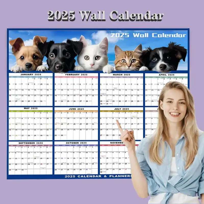 Yearly 2025 Wall Calendar Yearly Laminated Wall Calendar Yearly Laminated Calendar Large Yearly Planner For Kids Adults Family