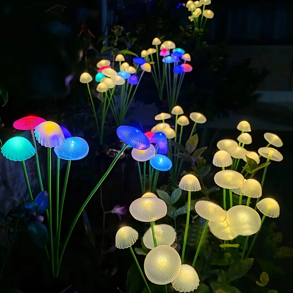 

Силиконовый садовый светильник в виде медузы на солнечной энергии, теплый/цветной свет, подходит для наружных садов, патио, газонов и дорожек.