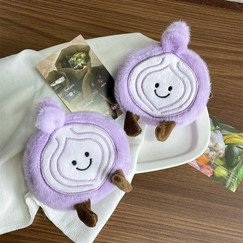 Lindo cebolla de peluche monedero colgante llavero Kawaii dibujos animados simulación creativa cebolla bolsa de almacenamiento varios dijes cartera