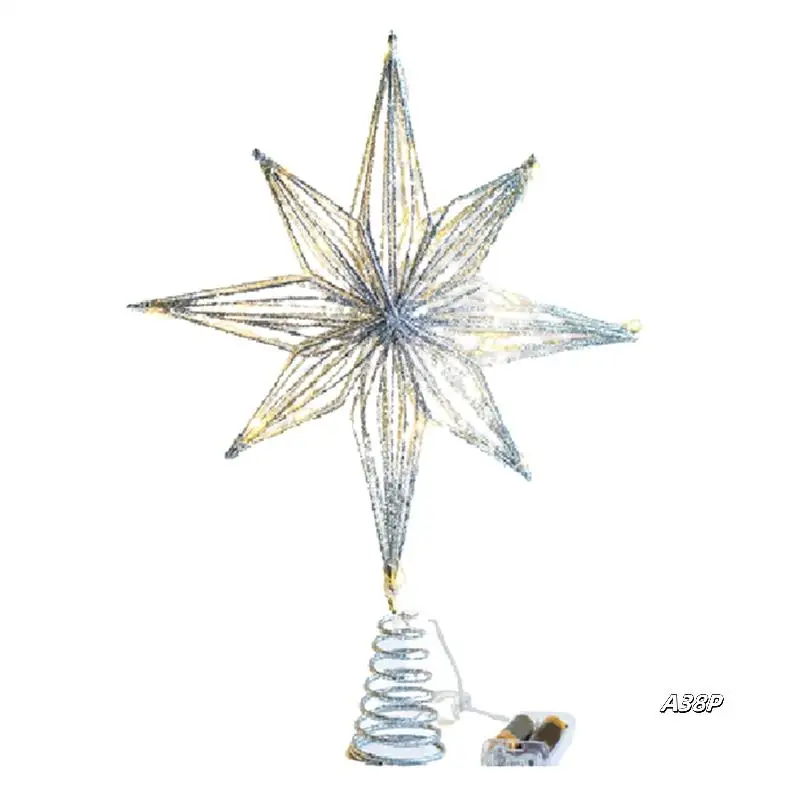 

Christmas Tree Toppers Star LED Lamp Home Christmas Decorations For Tree Ornaments Eight-Pointed Star Tree Light,Silver Durable