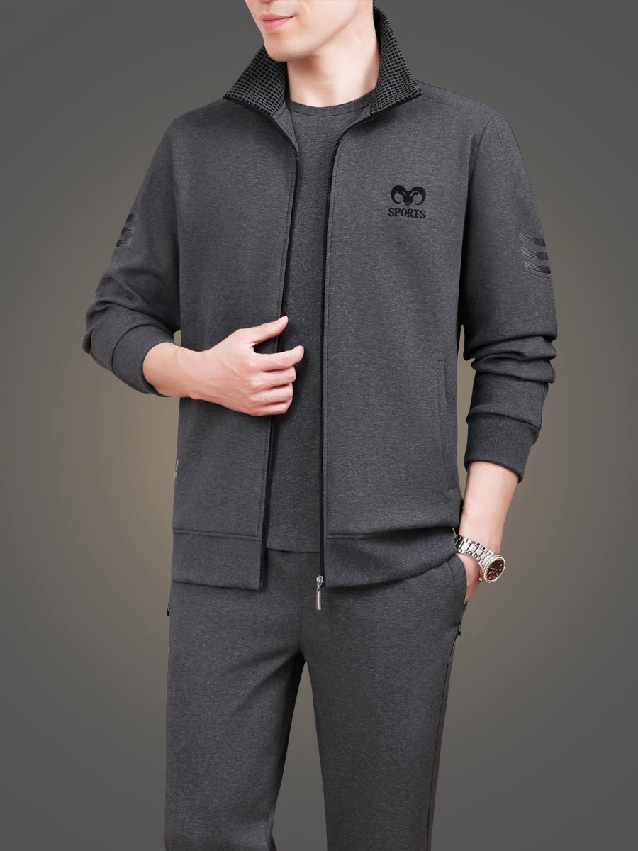 

Новый мужской повседневный спортивный костюм для мужчин среднего возраста, модная весенняя одежда для пап, спортивный костюм с длинным рукавом и длинными брюками.