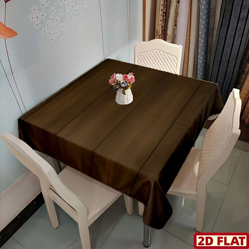 [jit] 1pc Dark Brown Wood Grain Texture Simple and Natural Style 2D Planar Rectangular Tableclothzyc