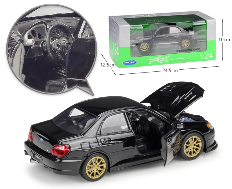 WELLY Diecast Car 1:24 Scale SUBARU WRX STI Simulator Classic Metal Model Car Alloy Toy Car Sports Car For Kids Gift Collection