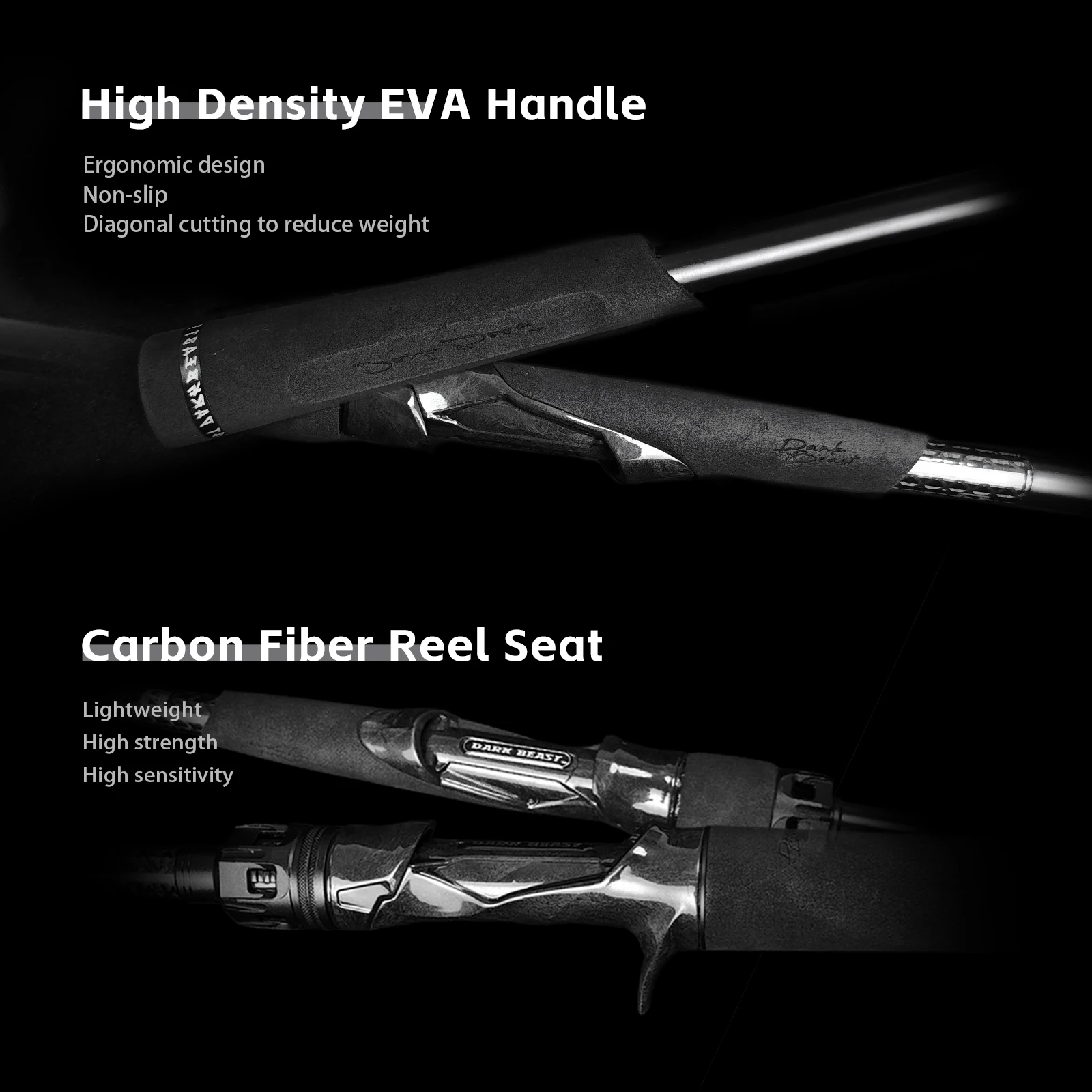 HANDING Dark Beast Long Cating Rod Toray Carbon Fiber Fuji A and SiC Guide Rings High Density EVA Handle Carbon Fiber Reel Seat view 6