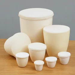 Cadinho Corindo com Tampa, 99% Alumina, Cadinho de Alta Temperatura, Laboratório, 5, 10, 20, 25, 30, 50, 100, 150, 200, 300ml, 1pc