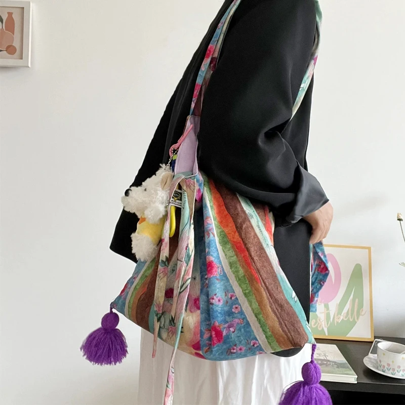 hylhexyr-bolsa-de-ombro-feminina-com-pintura-a-oleo-de-primavera-moda-algodao-crossbody-bolsa-fina-de-grande-capacidade