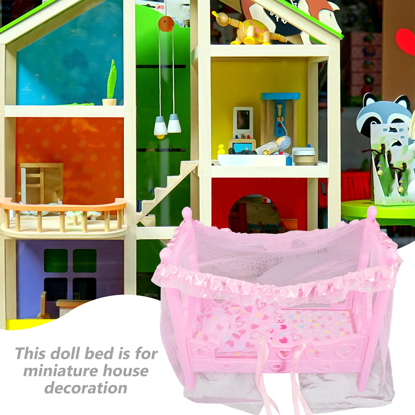 Mini Princess Bed Premium Miniature House Furniture Exquisite Kids Pretend Bedroom Accessory for Decoration