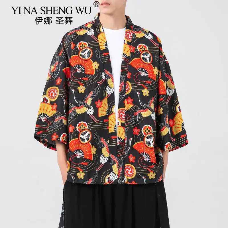 Japanese retro Harajuku kimono style sun protection suit half-sleeved cardigan Taoist robe Hayao men and women national Chinese