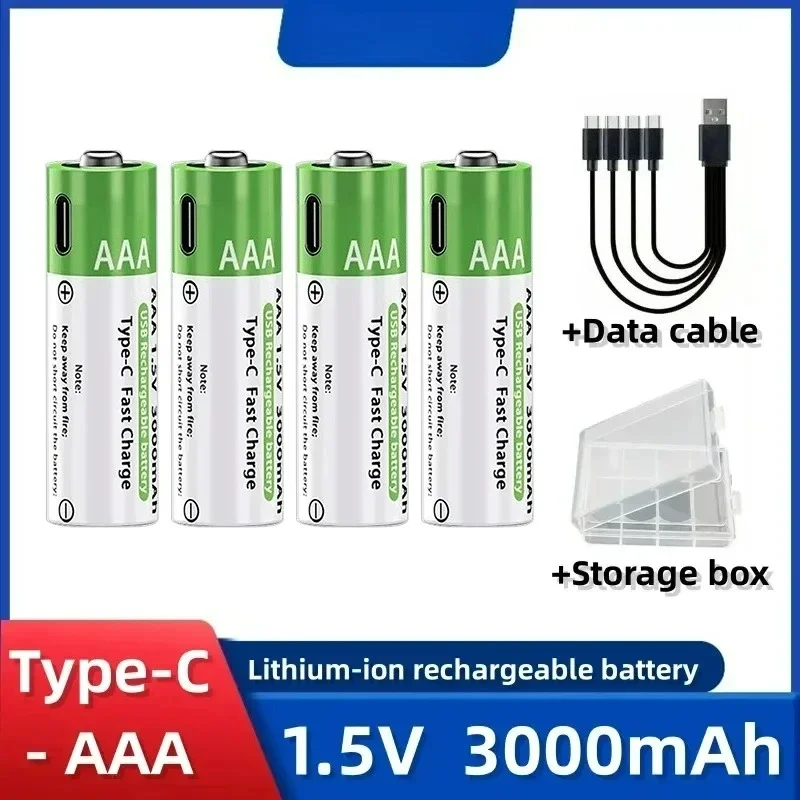 2025NIEUWE lithium-ionbatterij Type-C oplaadbare batterij met hoge capaciteit AA- en AAA-batterij voor afstandsbediening, muis, elektrisch speelgoed