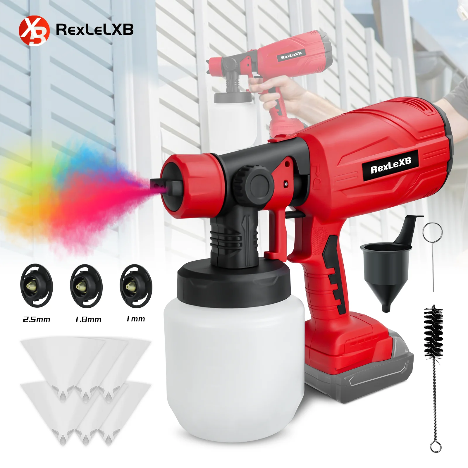 

800ML Cordless Paint Sprayer 200W HVLP Electric Spray Paint Gun with 3pcs Copper Nozzles for Milwaukee 18V Battery (No Battery)