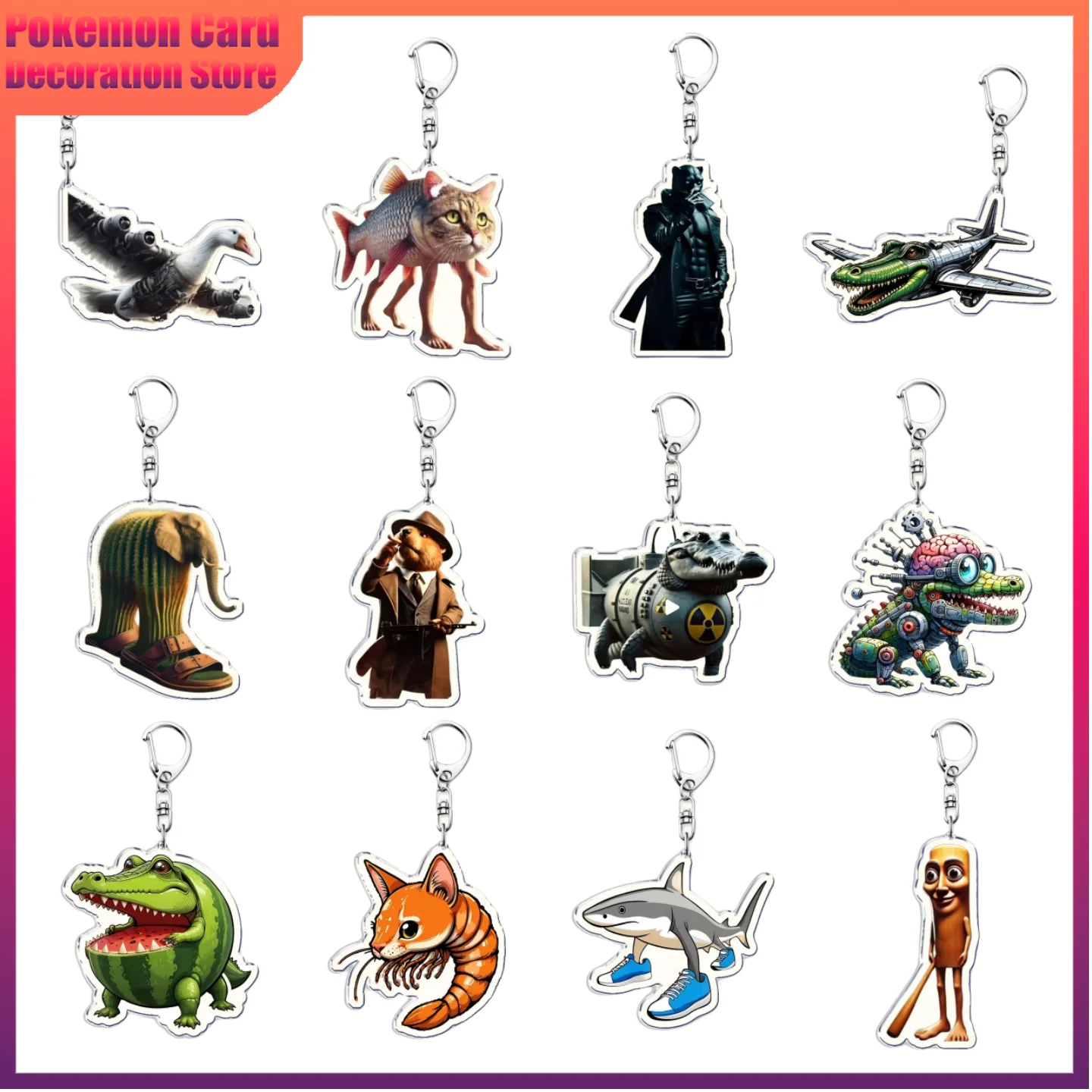

Meme Creative Italian Brainrot Animals Keychains for Accessories Funny Sigma Skibidi Rizz Silly Meme Keyrings Fans Friends Gifts