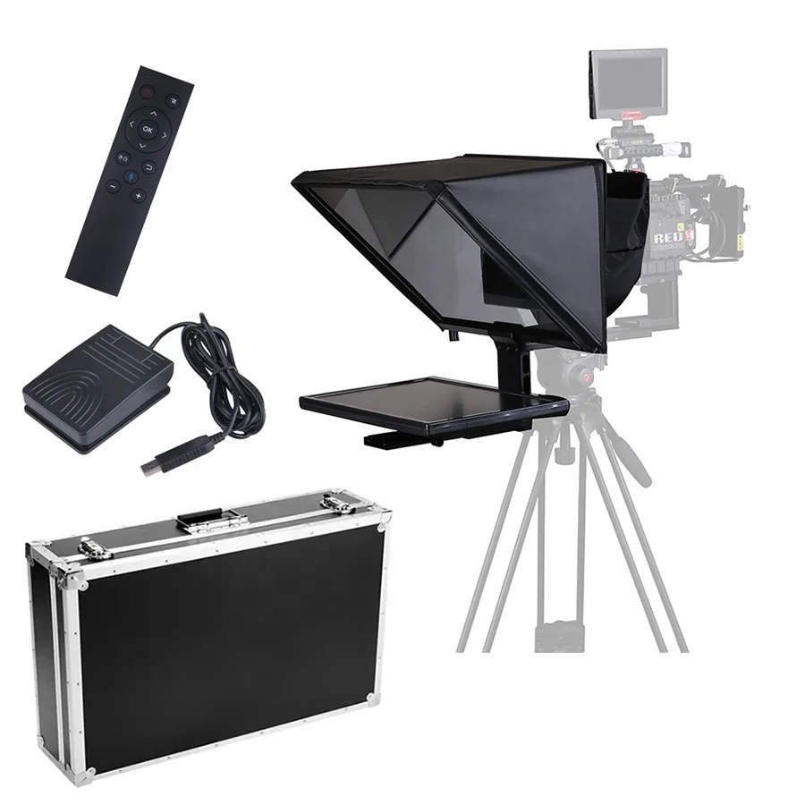 Duży system telepromptera X22 Transmisja wideo Prompter Audio Tv 22-calowy monitor Full HD dla studia wywiadów