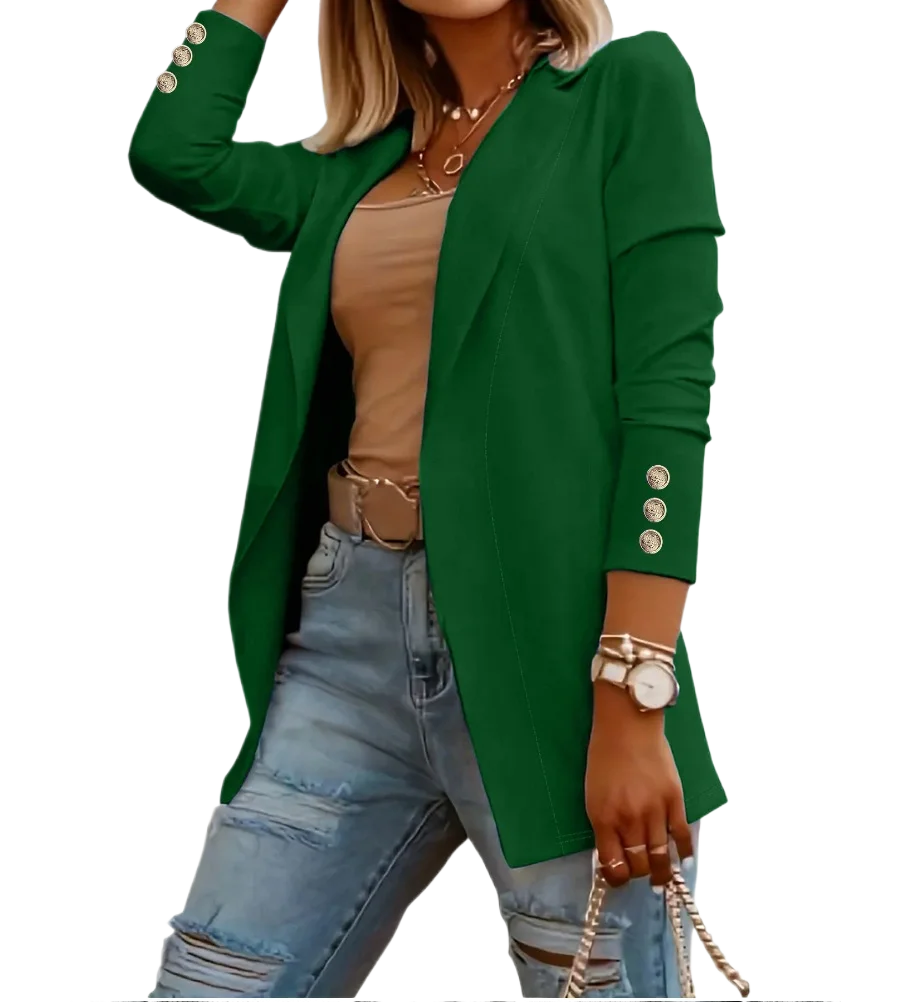 

Casual Long Sleeve Suit Outerwear Office Lady Spring Autumn Fashion Elegant Turn Down Collar Solid Coats For Women