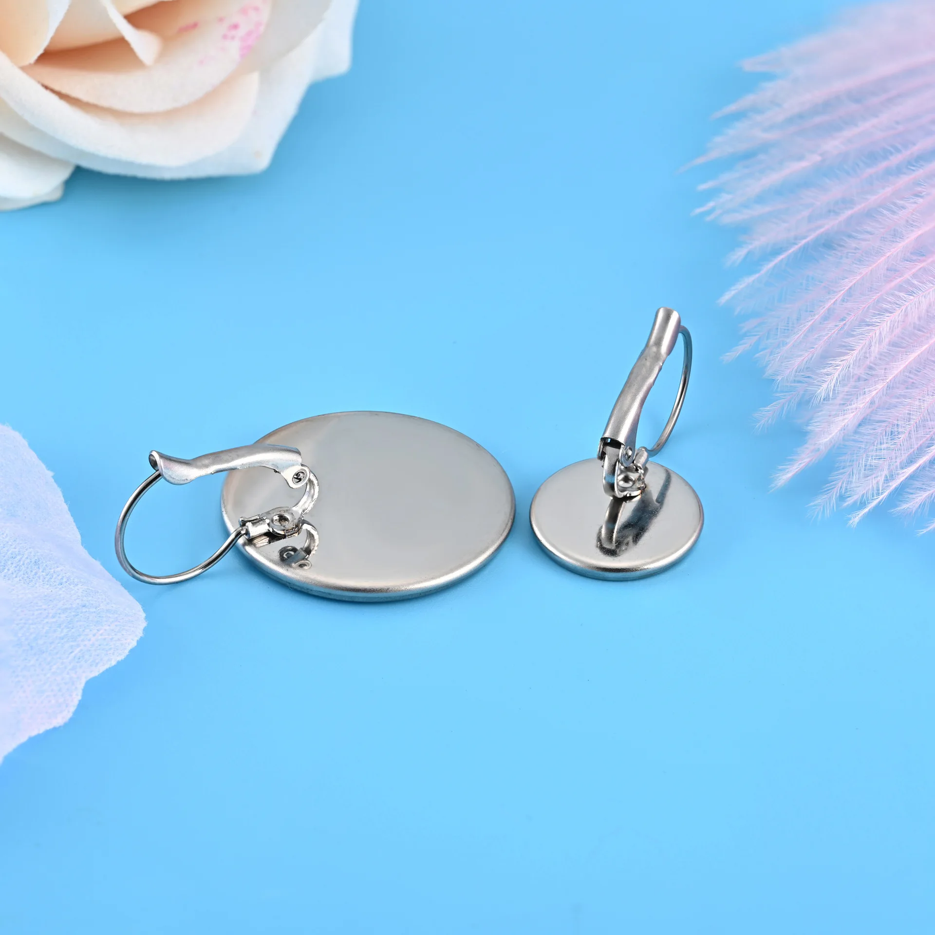 الكلاسيكية الفولاذ المقاوم للصدأ الوقت جوهرة Diy مجوهرات أقراط إعدادات الملحقات جميع الحجم للاختيار 6 مم إلى 25 مم #3