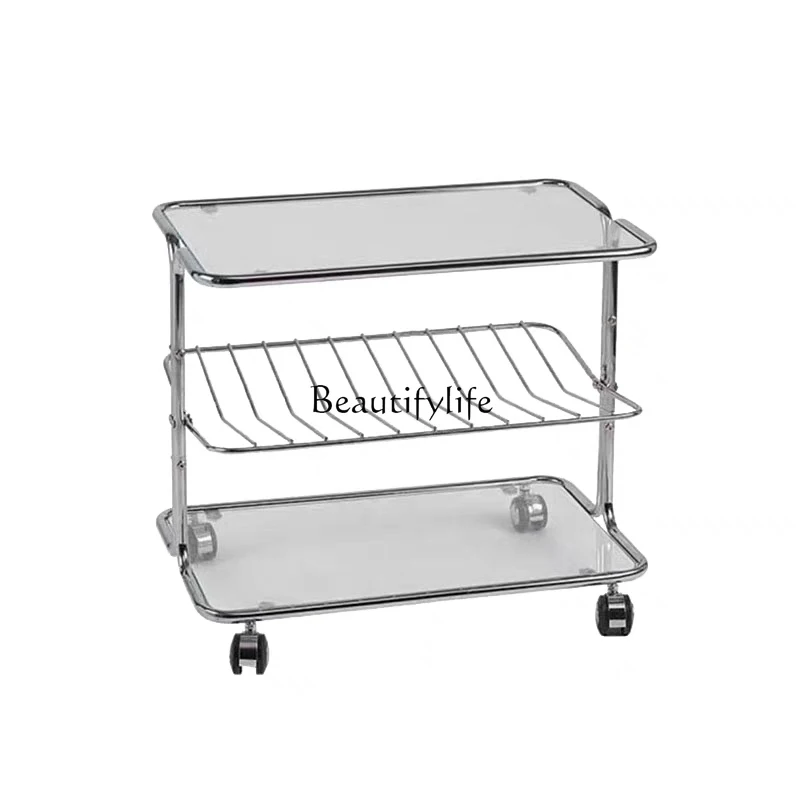 

Medieval glass movable sofa side table, simple modern coffee table