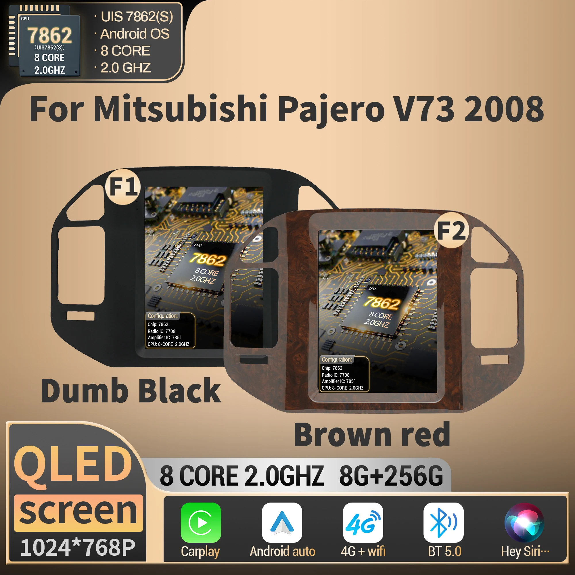 9,7 pulgadas para Mitsubishi Pajero V73 2008 Radio de coche navegación reproductor Multimedia navegación Android pantalla QLED