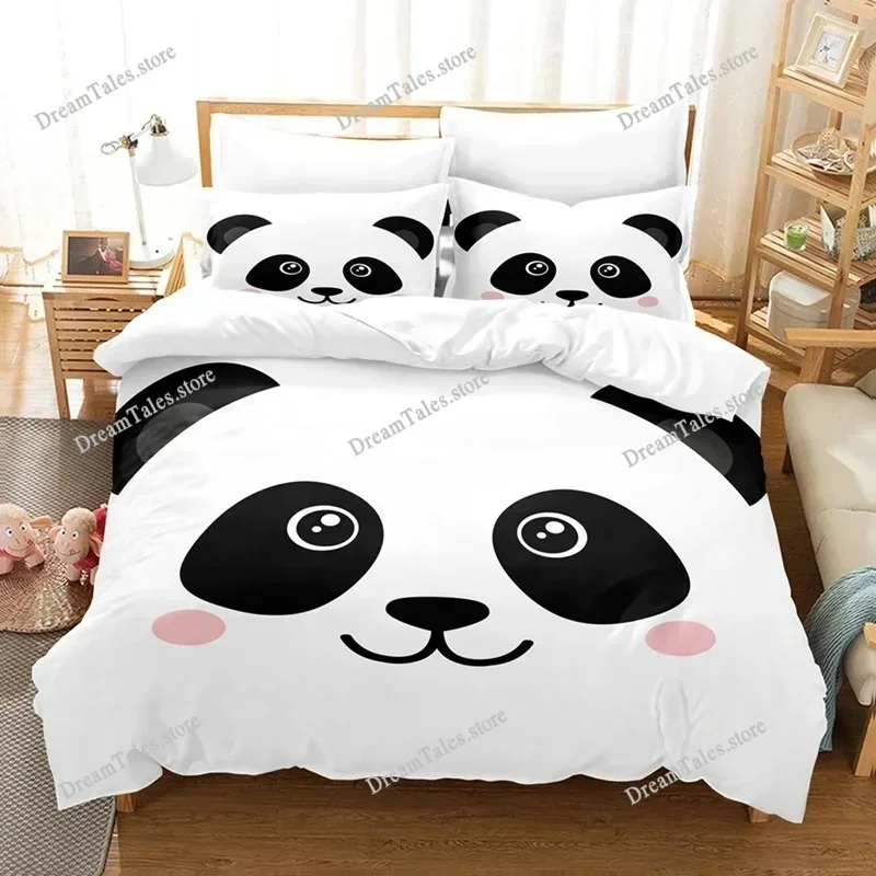 

Cute Panda Duvet Cover Cartoon Animal Bedding Set Microfiber Giant Panda Comforter Cover Twin for Kids Girls Teen Kawaii Bedroom