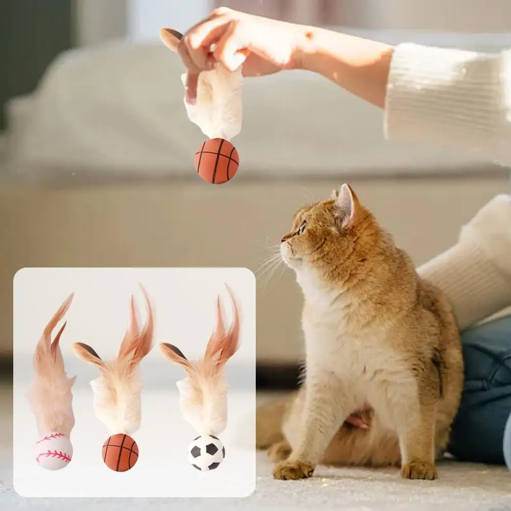 

Cat Interactive Bouncing Ball Toys Badminton Sports Ball Magic Rolling Teasing Ball Accessories Cat Toy Teasing Stick Games N2R9