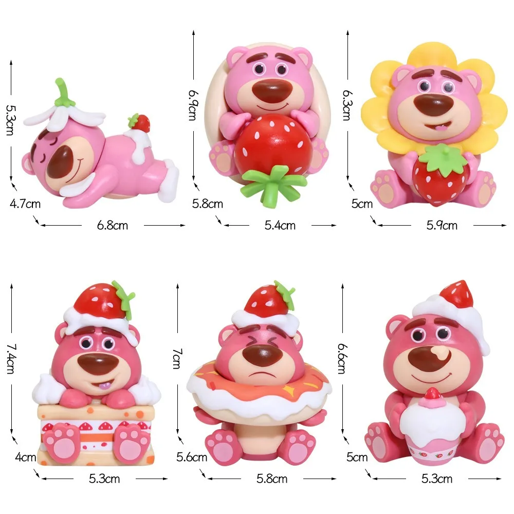 a set New Disney Toys Story Lotso Bear Strawberry  Action Figures Cartoon 5-7cm Model Accessories Girl&Child Toys Gift