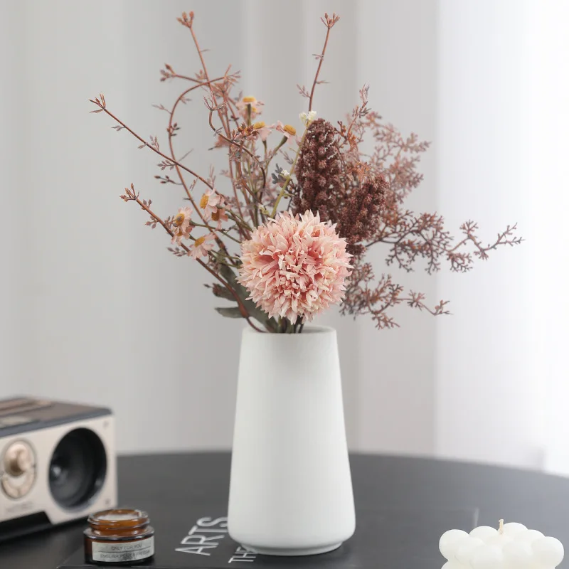 35CM Wheat Ear Chrysanthemum Bouquet Artificial Flowers Simulate Dried Flowers Advanced European Vintage Home Decor