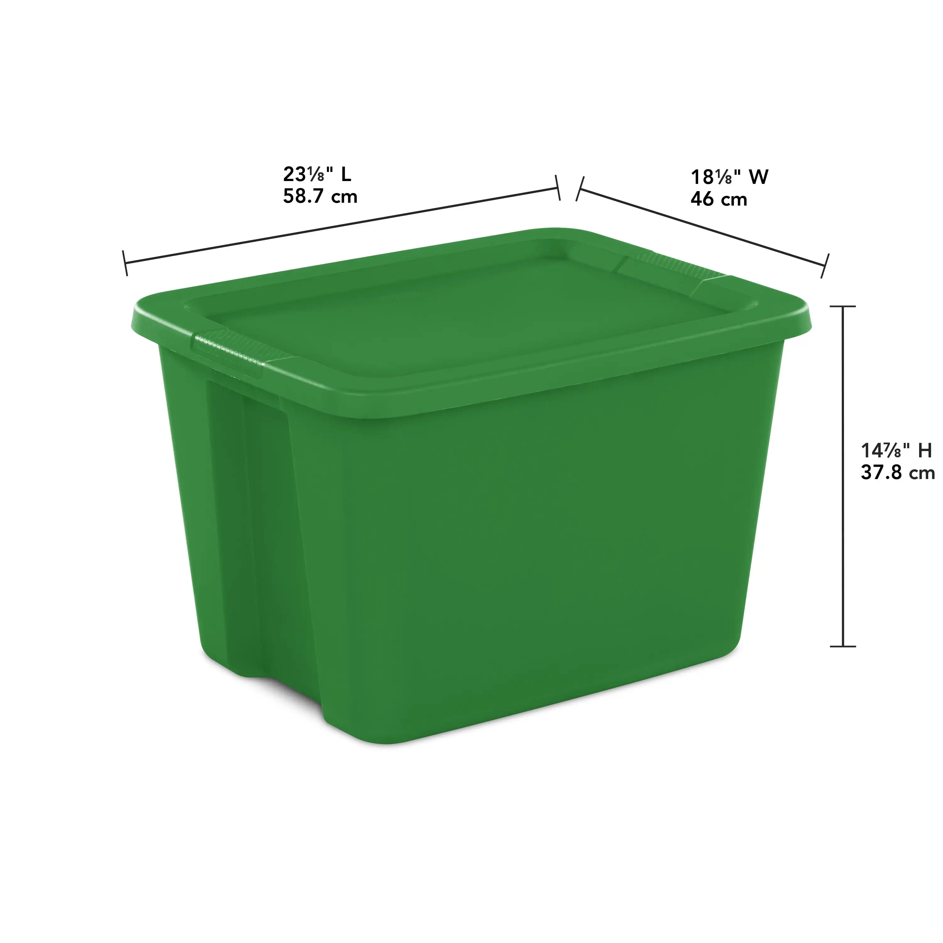 18 Gallon Tote Box Plastic Green Set of 8 Lid Snaps Firmly To Base Easy Transport Keep Contents Contained