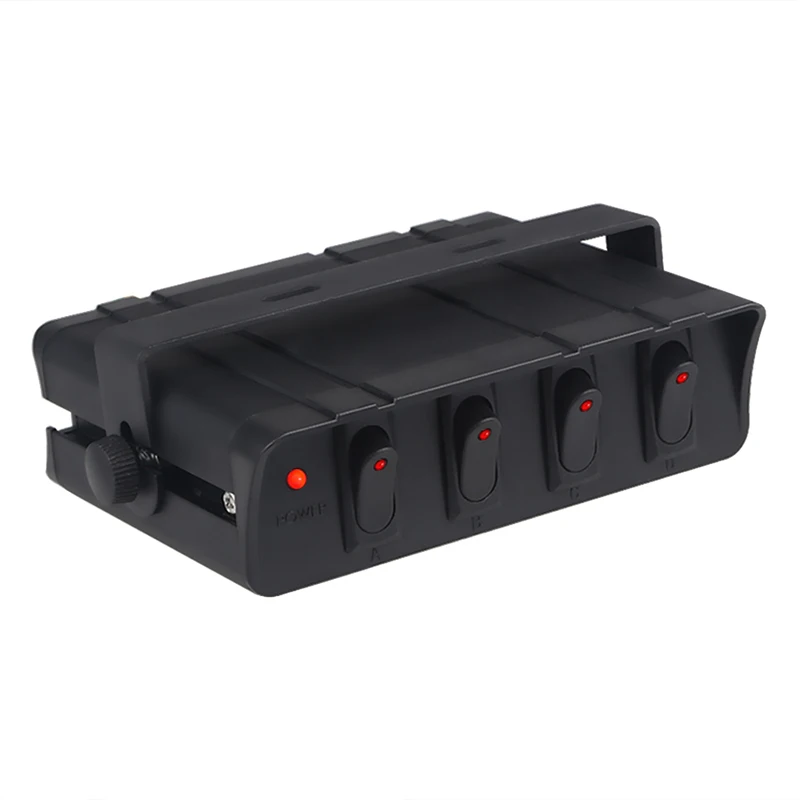 

DC 12V 24V 4 Gang Marine Rocker Switch Box Emergency Strobe Light 4-Gang Toggle Controller Panel 80A for Car Boat Marine RV