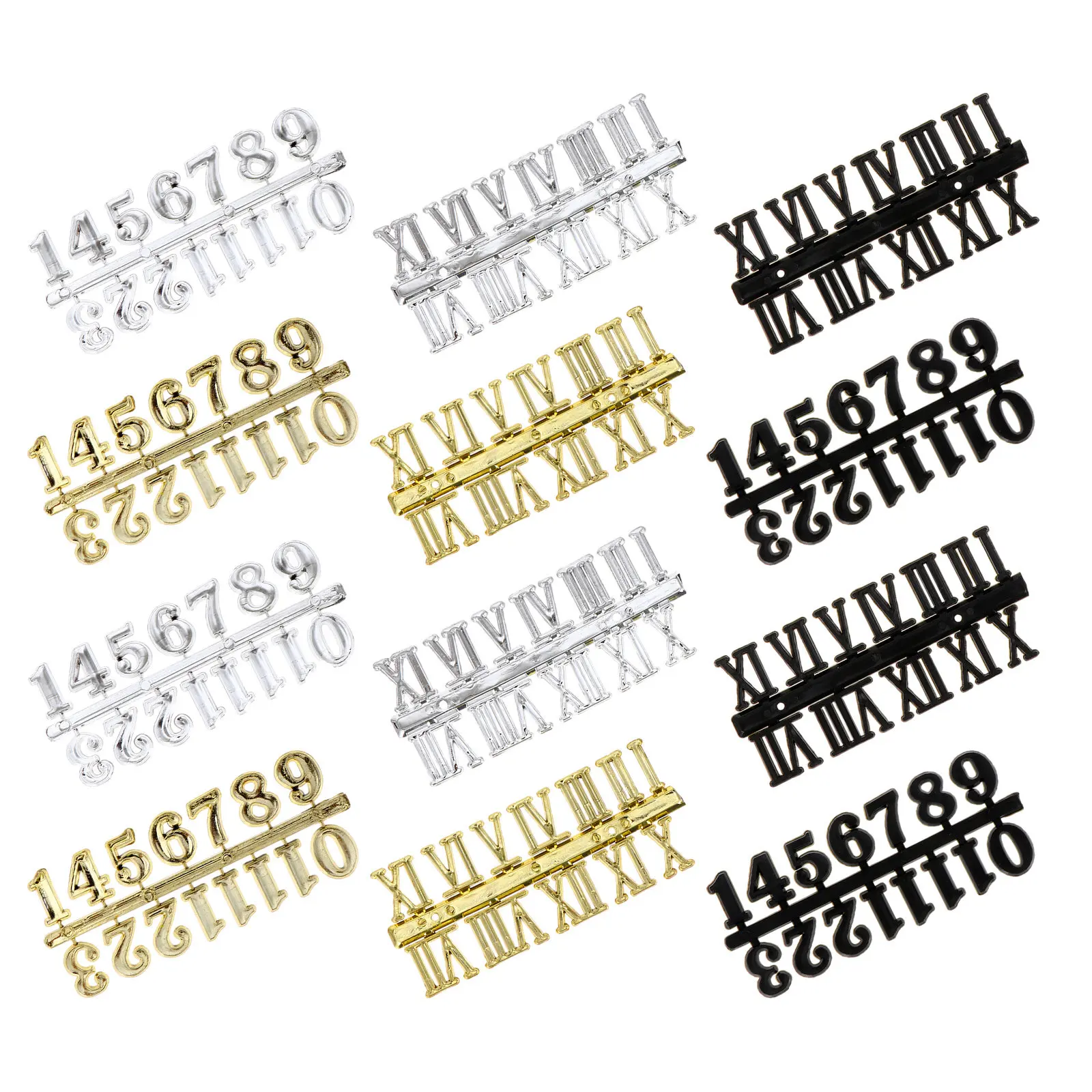 12 Set Arabic Number Clock Parts Digital Crafts Accessories Roman Hands Replacement Kit
