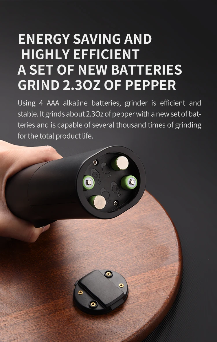 自動電気ミル,塩グラインダー,LEDライト,調整可能な粗さ