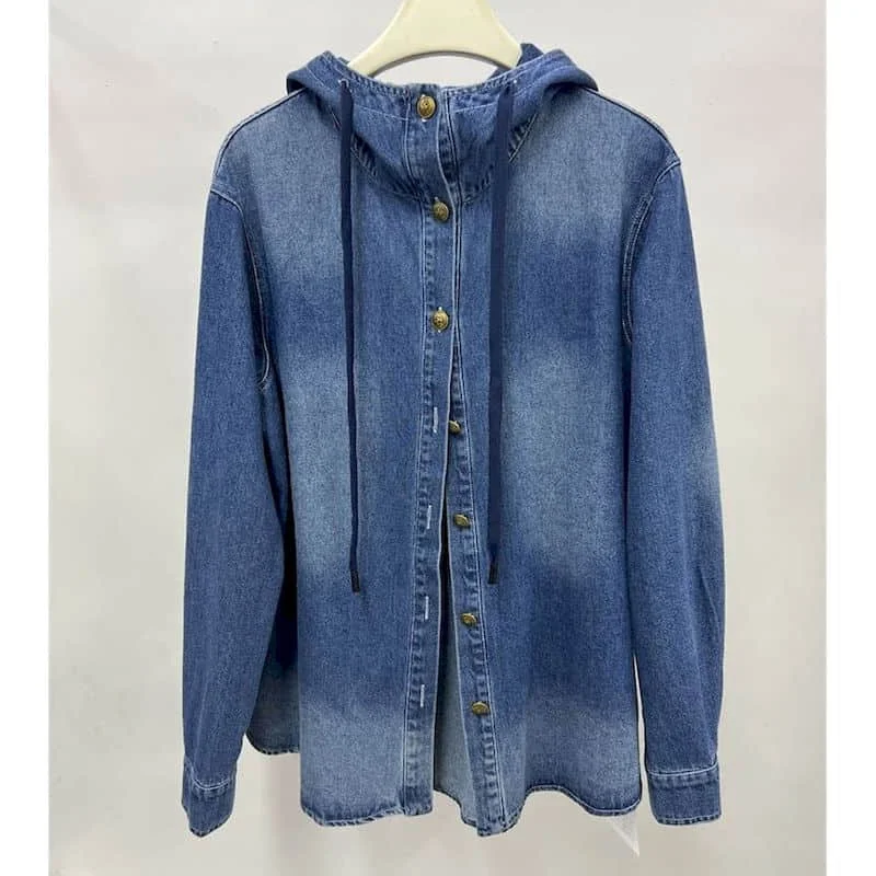 

Рубашки, куртки для женщин, однотонные винтажные свободные кардиганы в корейском стиле с капюшоном, рабочая одежда с длинными рукавами, пальто, женская одежда средней длины