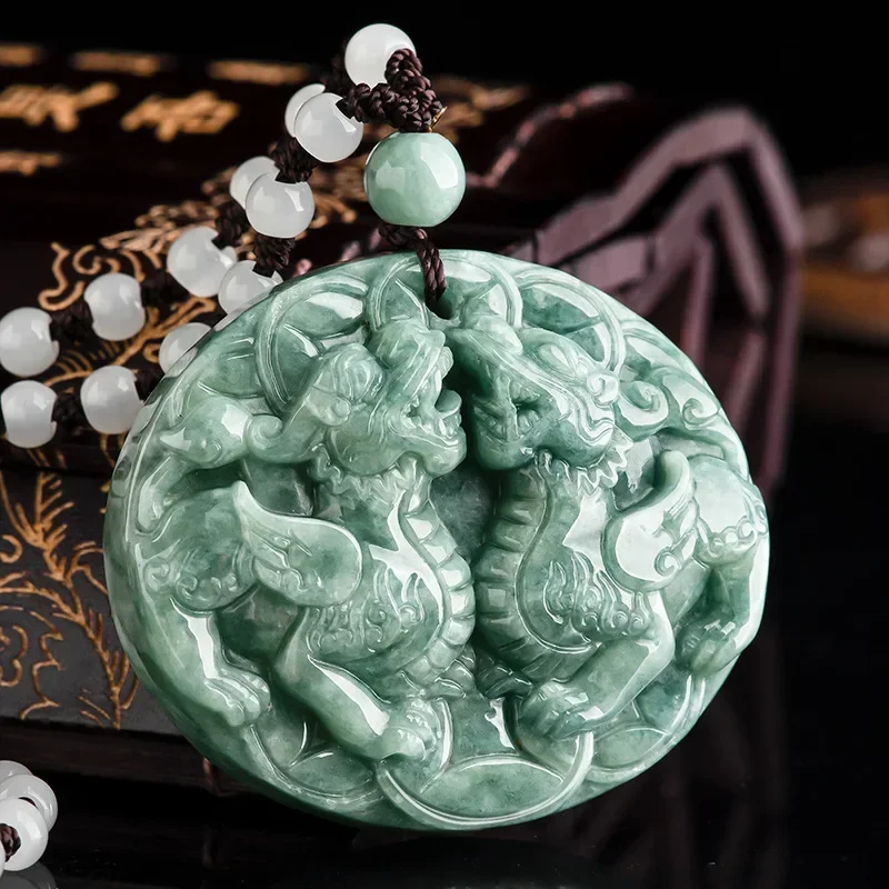 

Jia Le/Hand-Carved/Natural Jade Wealth Rolling/Pixiu Emerald Necklace Pendant Fine Jewelry Men Women Accessories Couple Gift