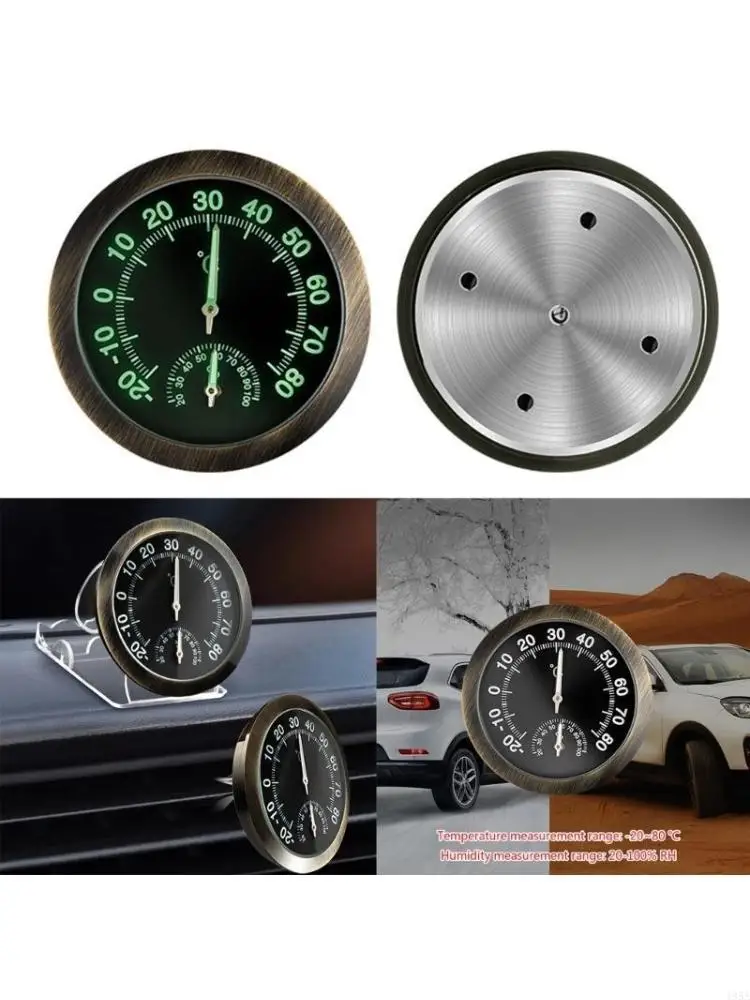 Mini Noctilucent Car Thermometer Hygrometer Accurate Temperature & Humidity Monitoring used for Vehicles Night Glow 