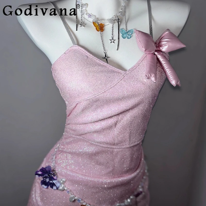 Abito rosa Sakura con paillettes originale Abito da principessa per ragazze con fata dei pesci Abito da cerimonia nuziale Lolita senza maniche da donna