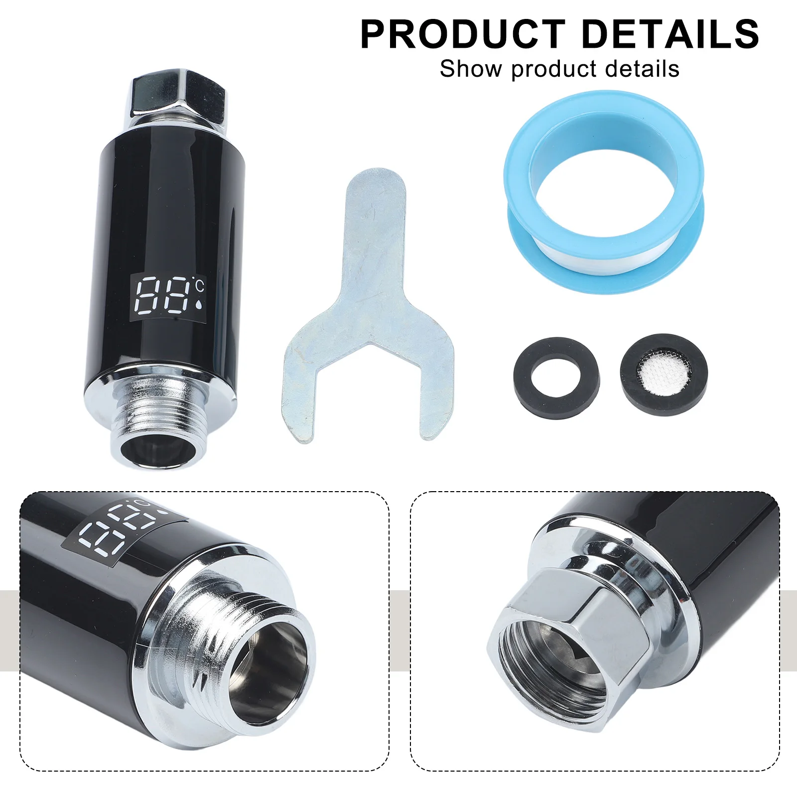 For Bathtub Hydroelectric Shower Head Intelligent Temperature Measurement Easy Install Shower Temperature Display