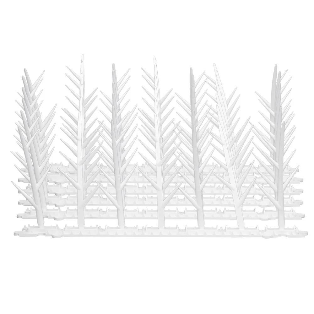 6PCS Durable Plastic Bird Deterrent Spikes White Compact Plastic Bird Spikes Sharp Easy to Install Defender Spikes