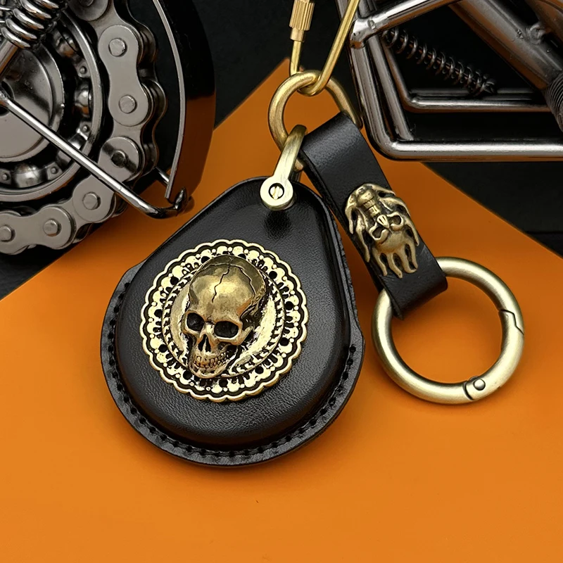 Smart Key Genuine Leather Case Fob Cover For Harley Davidson 883 X48 1200 Motorcycles Keychains Pure Brass Modifications