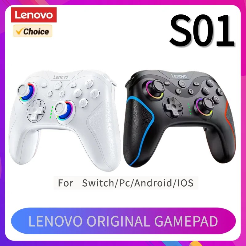 

Lenovo S01 Wireless Controller Gamepads for Switch PC Phone Android TV Wired Bluetooth Receiver Connection 600mAh Long Standby