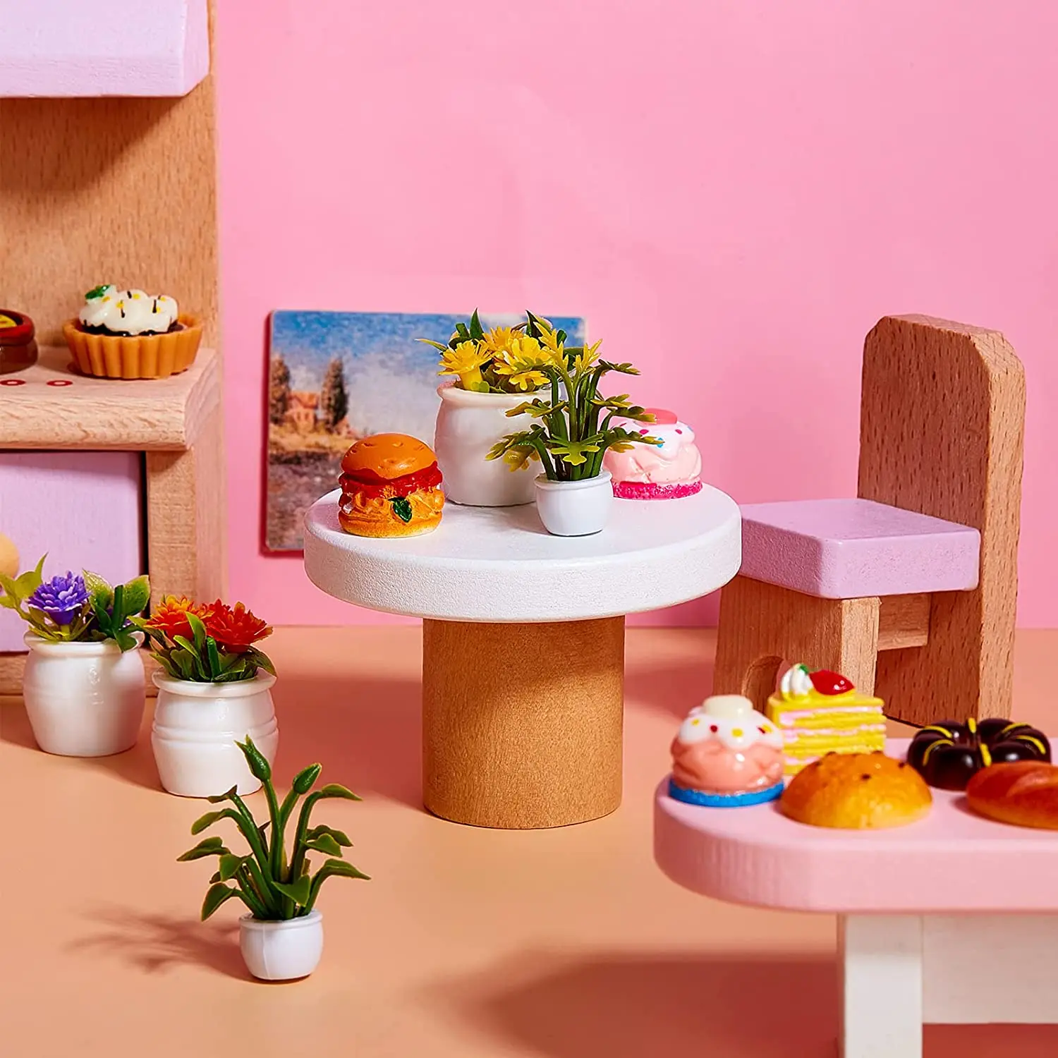 Puppenhaus-Pflanze, Miniatur-Bonsai-Pflanze, Mini-Topfpflanze, Blumenmodell, kleines gefälschtes grünes dekoratives Spielzeughaus – Detail 7